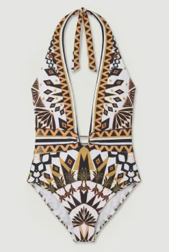 KarenMillen Maillot de Bain Décolleté à Motif Carrelage<Femme Maillots De Bain|Tenues De Plage
