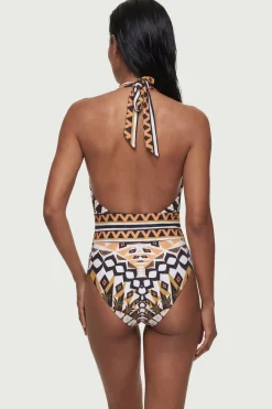 KarenMillen Maillot de Bain Décolleté à Motif Carrelage<Femme Maillots De Bain|Tenues De Plage