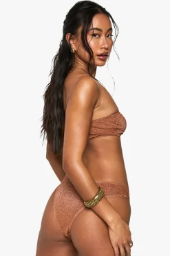 boohoo Maillot de bain découpé avec détails métalliques en or martelé haut de gamme<Femme Maillots De Bain|Tenues De Plage