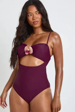 Maillot De Bain À Découpe Détail Orchidée