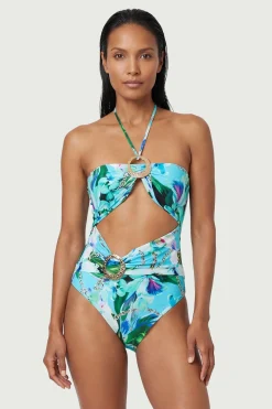 Maillot De Bain À Découpes Avec Imprimé Chaîne Et Détails De Finition Métallique