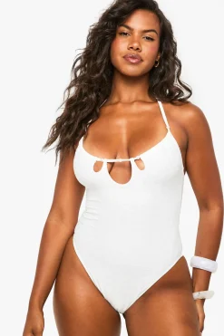 boohoo Maillot de bain de mariée premium à broderie découpée<Femme Maillots De Bain