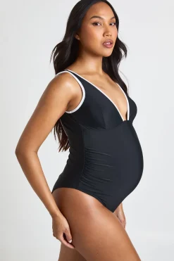 boohoo Maillot De Bain De Maternité Échancré À Détails Contrastés<Femme Maillots De Bain|Tenues De Plage