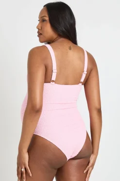 Maillot De Bain De Maternité À Col Rond Avec Détail De Garniture Texturé Crinkle