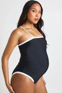 Maillot De Bain De Maternité À Encolure Carrée Contrastante