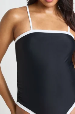 Maillot De Bain De Maternité À Encolure Carrée Contrastante