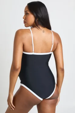 Maillot De Bain De Maternité À Encolure Carrée Contrastante