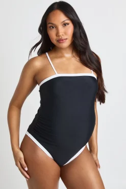 Maillot De Bain De Maternité À Encolure Carrée Contrastante
