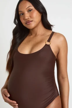 boohoo Maillot De Bain De Maternité À Encolure Arrondie Avec Détails Ornementaux<Femme Maillots De Bain|Tenues De Plage