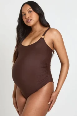 boohoo Maillot De Bain De Maternité À Encolure Arrondie Avec Détails Ornementaux<Femme Maillots De Bain|Tenues De Plage