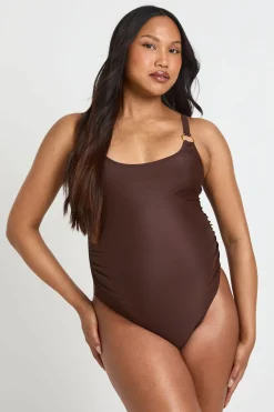 boohoo Maillot De Bain De Maternité À Encolure Arrondie Avec Détails Ornementaux<Femme Maillots De Bain|Tenues De Plage