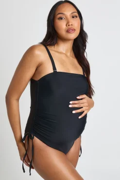 Maillot De Bain De Maternité Froncé Sur Les Côtés À Encolure Carrée