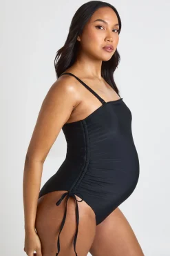 Maillot De Bain De Maternité Froncé Sur Les Côtés À Encolure Carrée