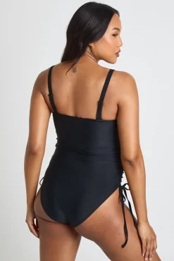 Maillot De Bain De Maternité Froncé Sur Les Côtés À Encolure Carrée