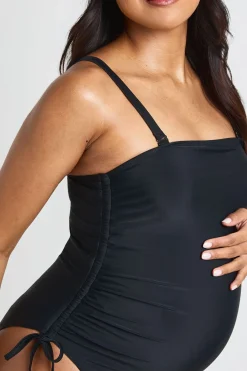 Maillot De Bain De Maternité Froncé Sur Les Côtés À Encolure Carrée