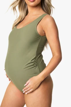 boohoo Maillot de bain de maternité à fronces pour soutien du ventre<Femme Maillots De Bain|Tenues De Plage