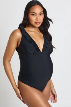 boohoo Maillot De Bain De Maternité Plongeant À Volants<Femme Maillots De Bain|Tenues De Plage