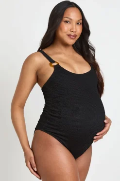 Maillot De Bain De Maternité Texturé À Encolure Ronde Avec Détail Décoratif