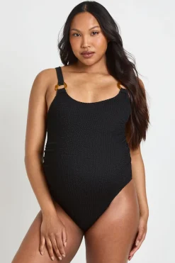 Maillot De Bain De Maternité Texturé À Encolure Ronde Avec Détail Décoratif