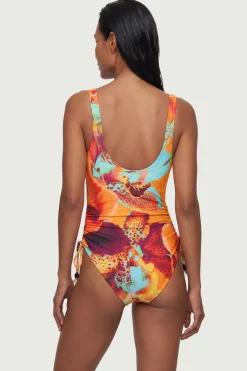Maillot De Bain À Dos Échancré Avec Motif Floral Photographique Et Détails De Perles