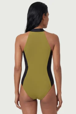 Maillot De Bain Dos Nageur Avec Fermeture Éclair Dorée