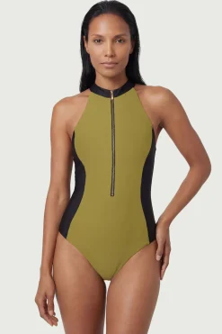 Maillot De Bain Dos Nageur Avec Fermeture Éclair Dorée