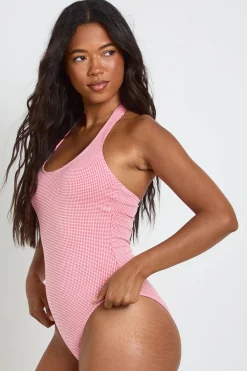 boohoo Maillot De Bain Dos Nageur À Carreaux Vichy<Femme Maillots De Bain|Tenues De Plage