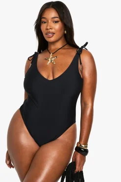 Maillot de bain dos nu grande taille Feather Charm