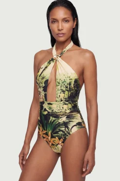 Maillot De Bain Dos Nu Tropical Avec Coquillages Décoratifs