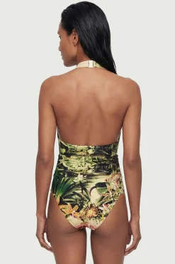 Maillot De Bain Dos Nu Tropical Avec Coquillages Décoratifs