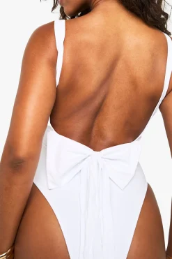 Maillot de bain à encolure arrondie avec nœud de mariée