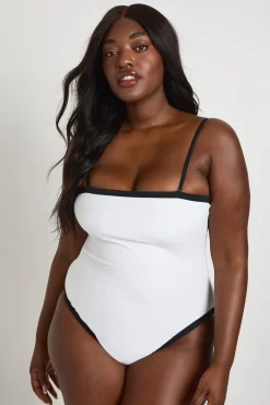Maillot De Bain À Encolure Carrée Avec Contrôle Du Ventre Et Détails Contrastés