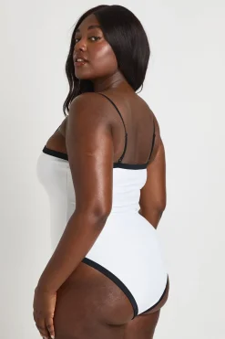 Maillot De Bain À Encolure Carrée Avec Contrôle Du Ventre Et Détails Contrastés