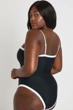 boohoo Maillot De Bain À Encolure Carrée Avec Effet Ventre Plat Et Détails Contrastés<Femme Maillots De Bain|Tenues De Plage