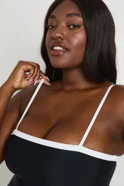 boohoo Maillot De Bain À Encolure Carrée Avec Effet Ventre Plat Et Détails Contrastés<Femme Maillots De Bain|Tenues De Plage