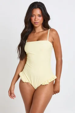boohoo Maillot De Bain À Encolure Carrée Avec Détails À Volants<Femme Maillots De Bain|Tenues De Plage