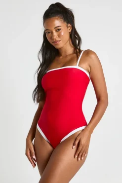 Maillot De Bain À Encolure Carrée Avec Effet Ventre Plat Et Détails Contrastés