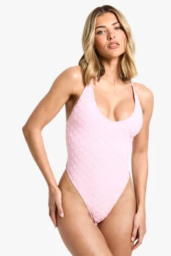 boohoo Maillot de bain en éponge fleuri<Femme Maillots De Bain|Tenues De Plage