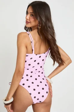 Maillot De Bain Froncé À Pois