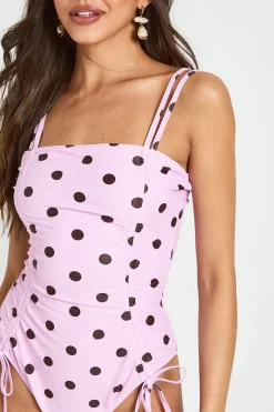 Maillot De Bain Froncé À Pois