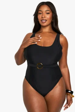 Maillot de bain grande taille à contrôle ventre avec ceinture