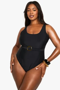 Maillot de bain grande taille à contrôle ventre avec ceinture