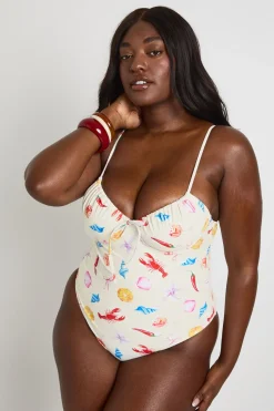 Maillot De Bain Grande Taille À Armatures Et Décolleté Plongeant Imprimé Océan