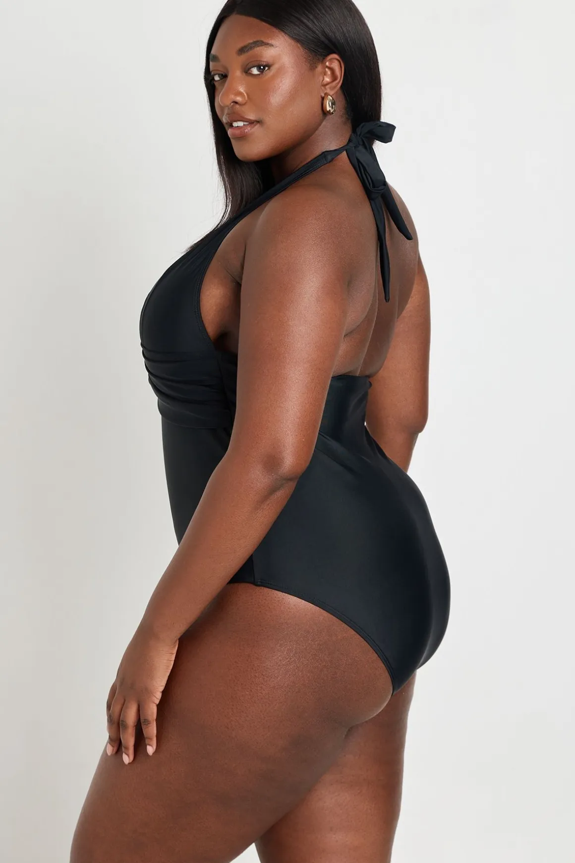 Maillot De Bain Grande Taille Décolleté Plongeant Avec Détails Dorés
