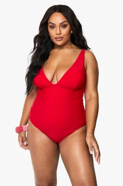Maillot De Bain Grande Taille Plongeant Avec Contrôle Du Ventre