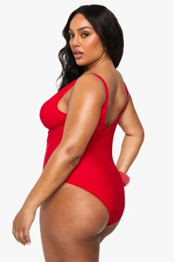 Maillot De Bain Grande Taille Plongeant Avec Contrôle Du Ventre