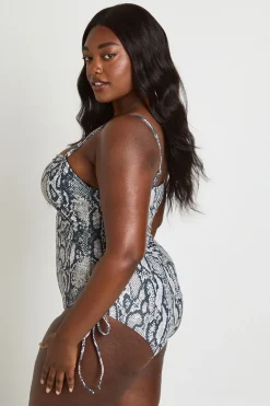 Maillot De Bain Grande Taille À Imprimé Synthétique Et Fronces