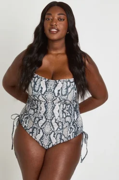 Maillot De Bain Grande Taille À Imprimé Synthétique Et Fronces