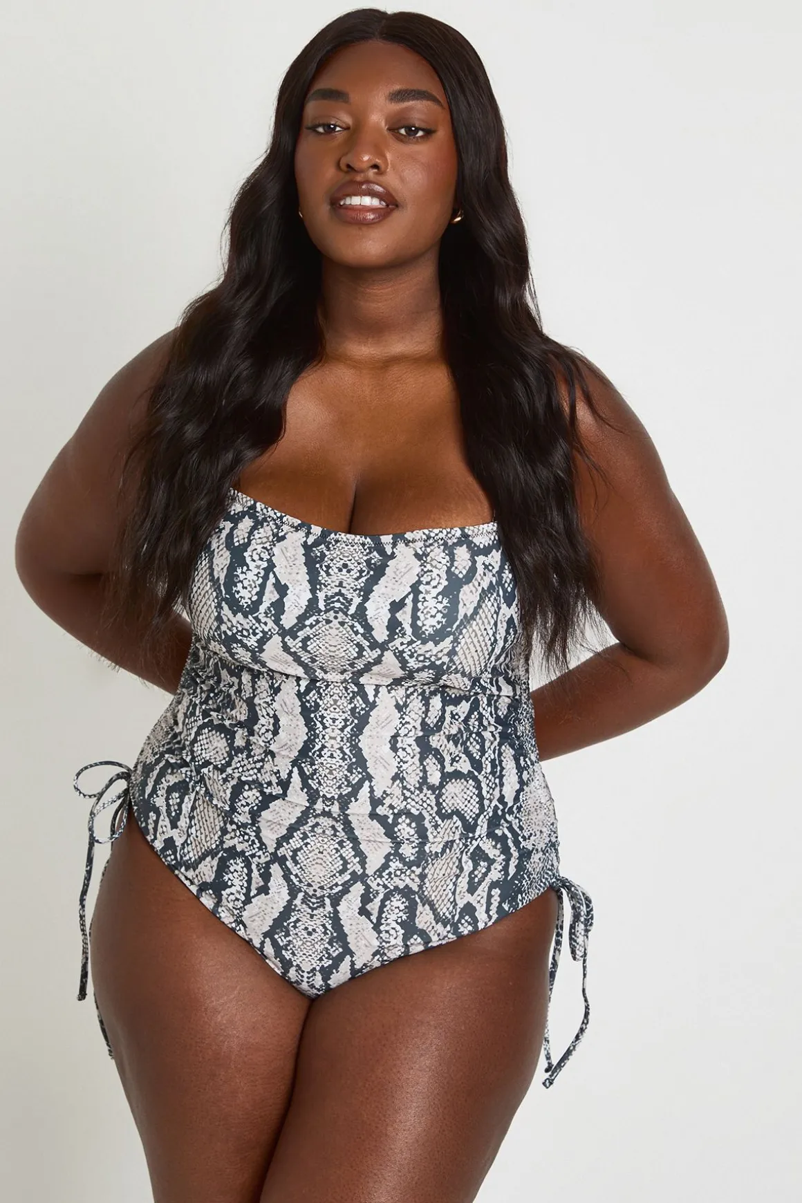 Maillot De Bain Grande Taille À Imprimé Synthétique Et Fronces