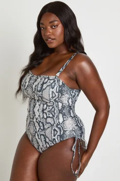Maillot De Bain Grande Taille À Imprimé Synthétique Et Fronces
